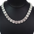 All Rhinestone 3 Baguette Square Chain Necklace