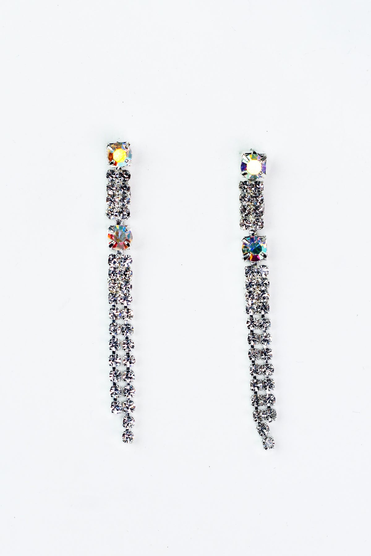 Thin Two Strand Two Larger Stones Earring
