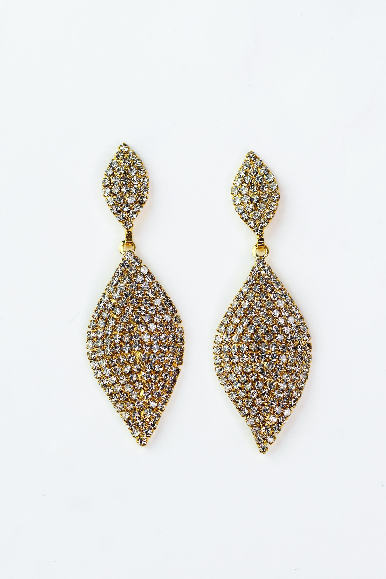 Pave Filled Double Curved Teardrop Earrings