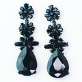 Three Flower Row Teardrop Bottom Earring