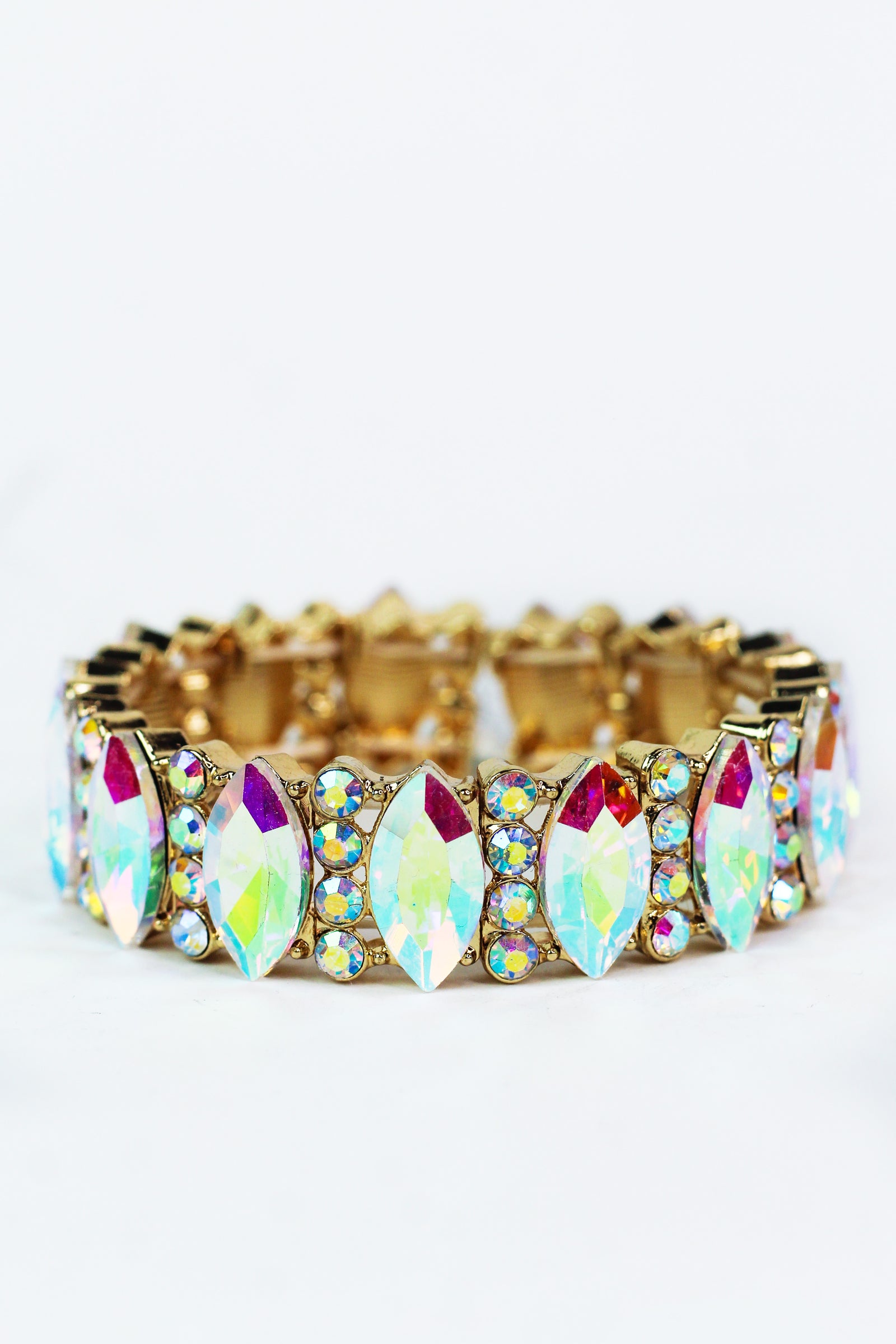 Almond Stone & Five Stone Alternate Stretch Bracelet