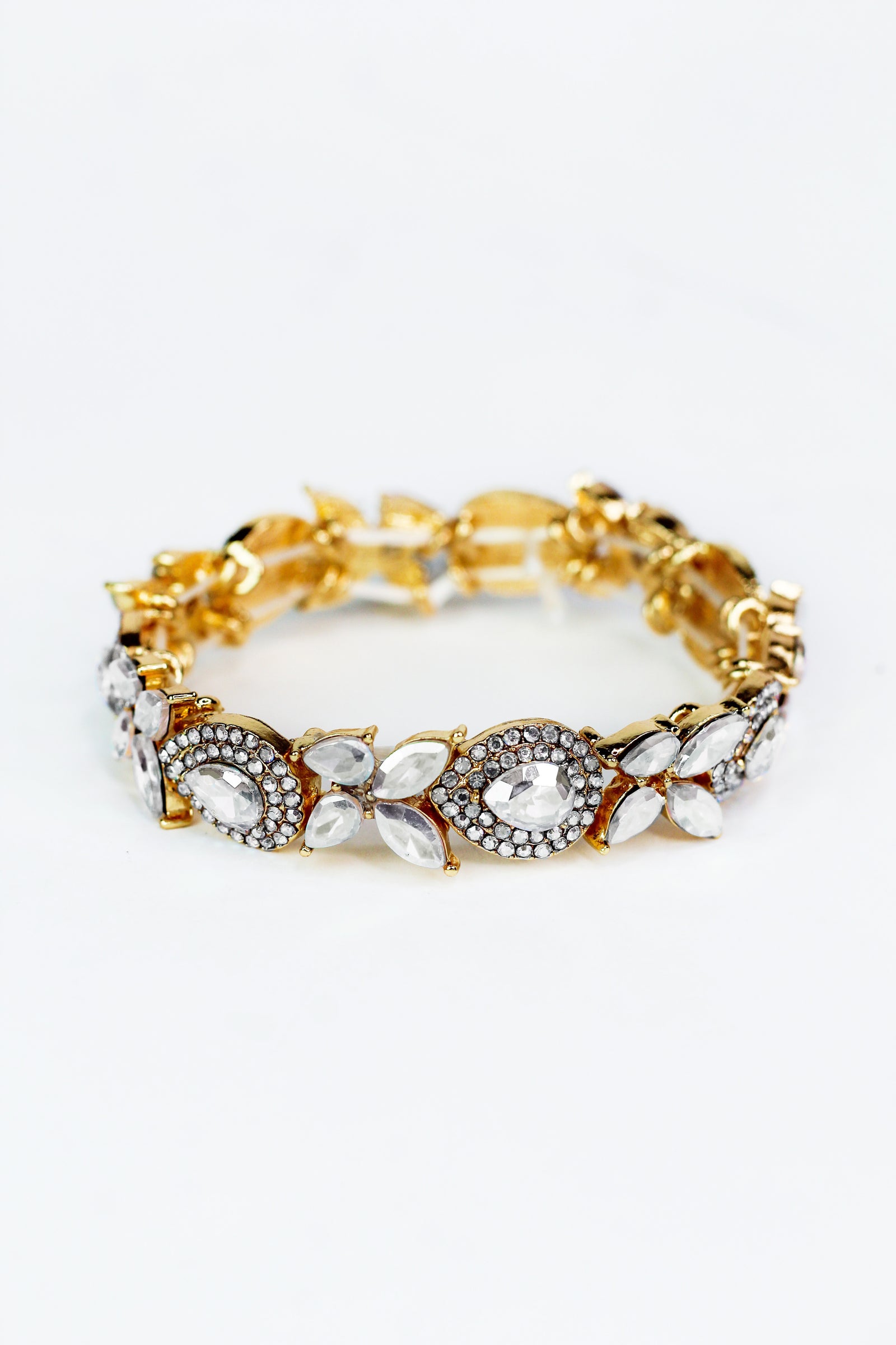 Teardrop with Two Row Trim & Four Small Stones Bracelet