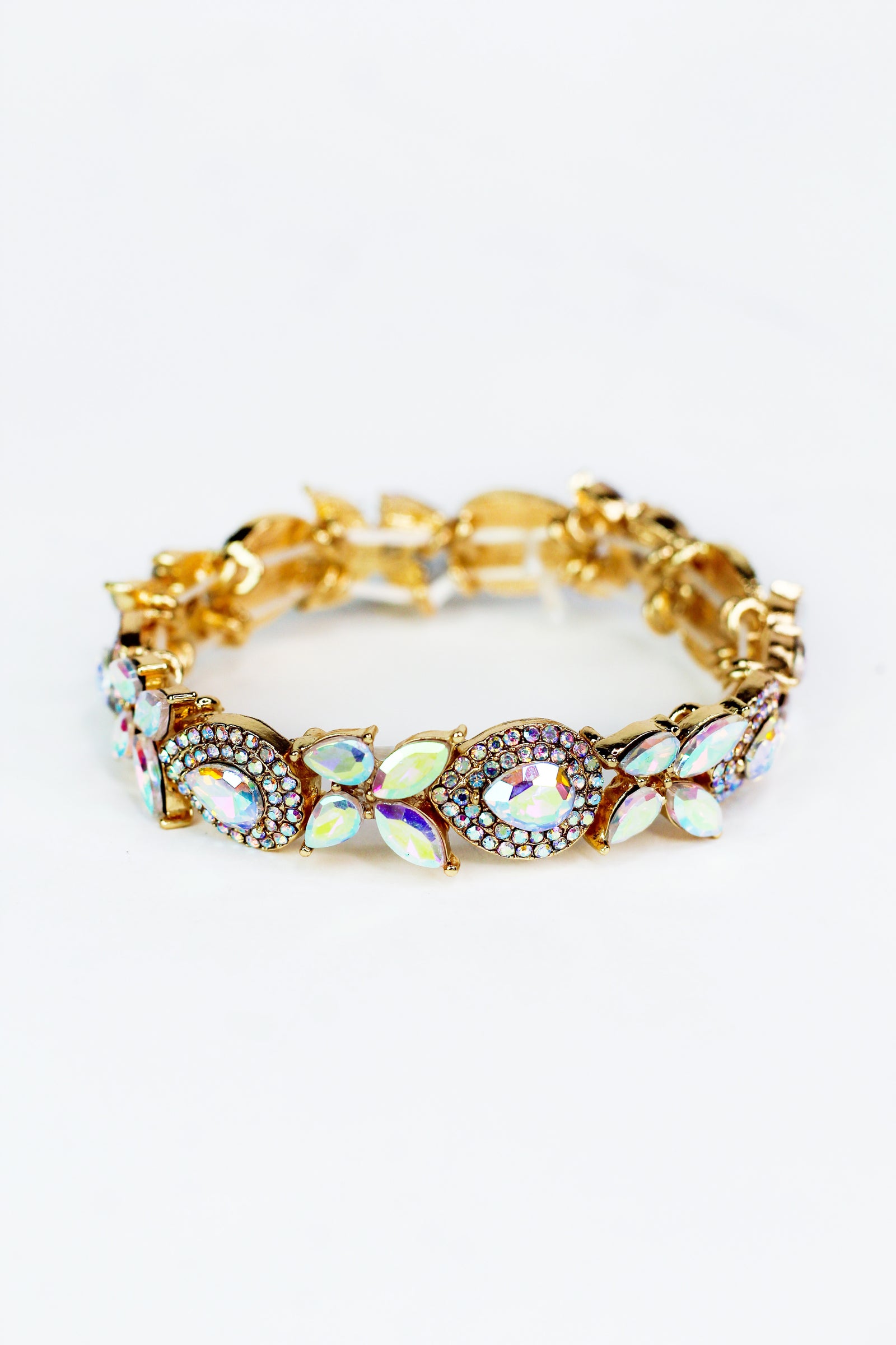 Teardrop with Two Row Trim & Four Small Stones Bracelet - Glitz & Ears Boutique