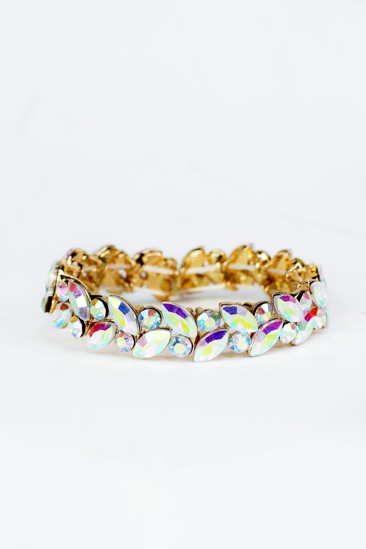 Marquis & Round Rhinestone Stretch Bracelet