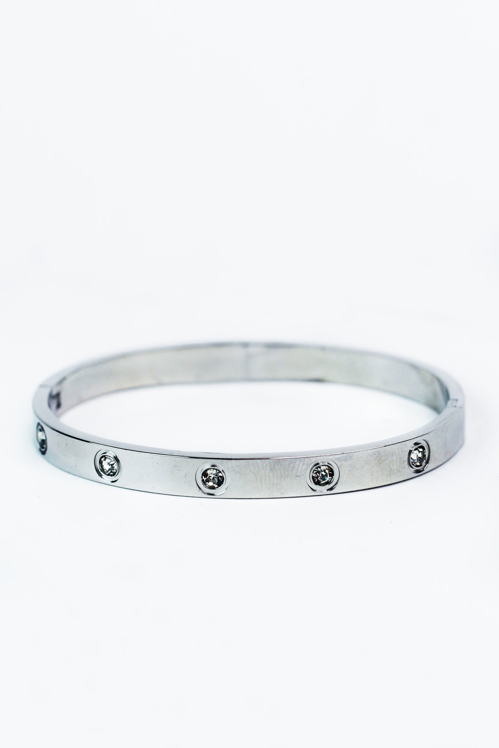 Five Spaced Stones Metal Bangle