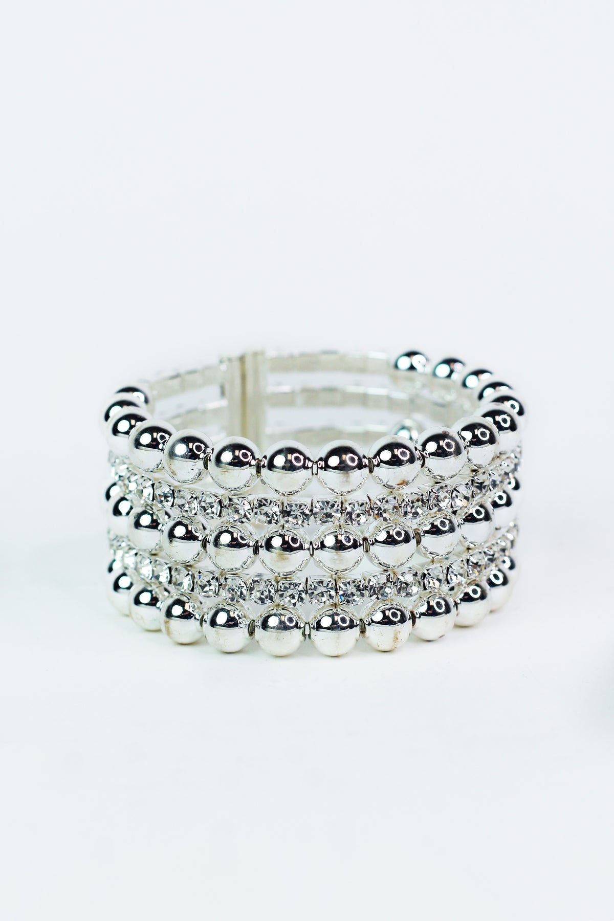 Metal Ball & Rhinestone 5 Row Alternate Bracelet
