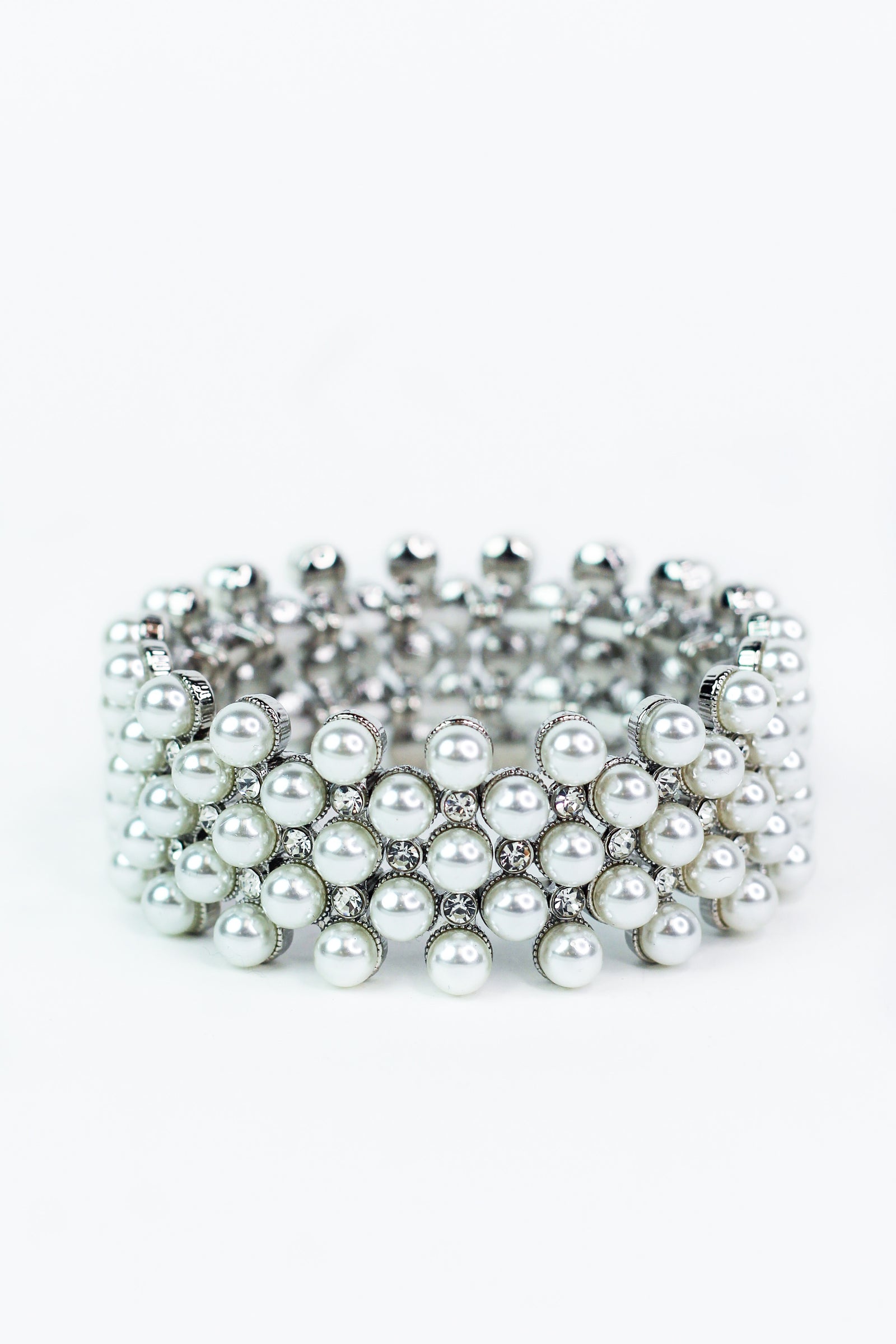 Scatter Pearl & Smaller Stones Wide Bracelet