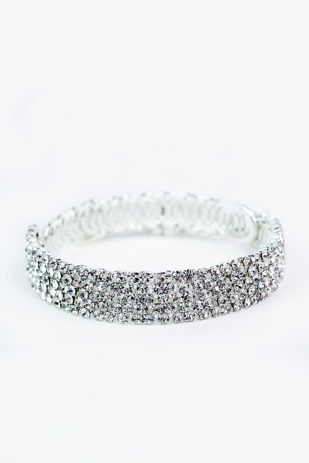 Five Tight Rhinestone Rows Bracelet