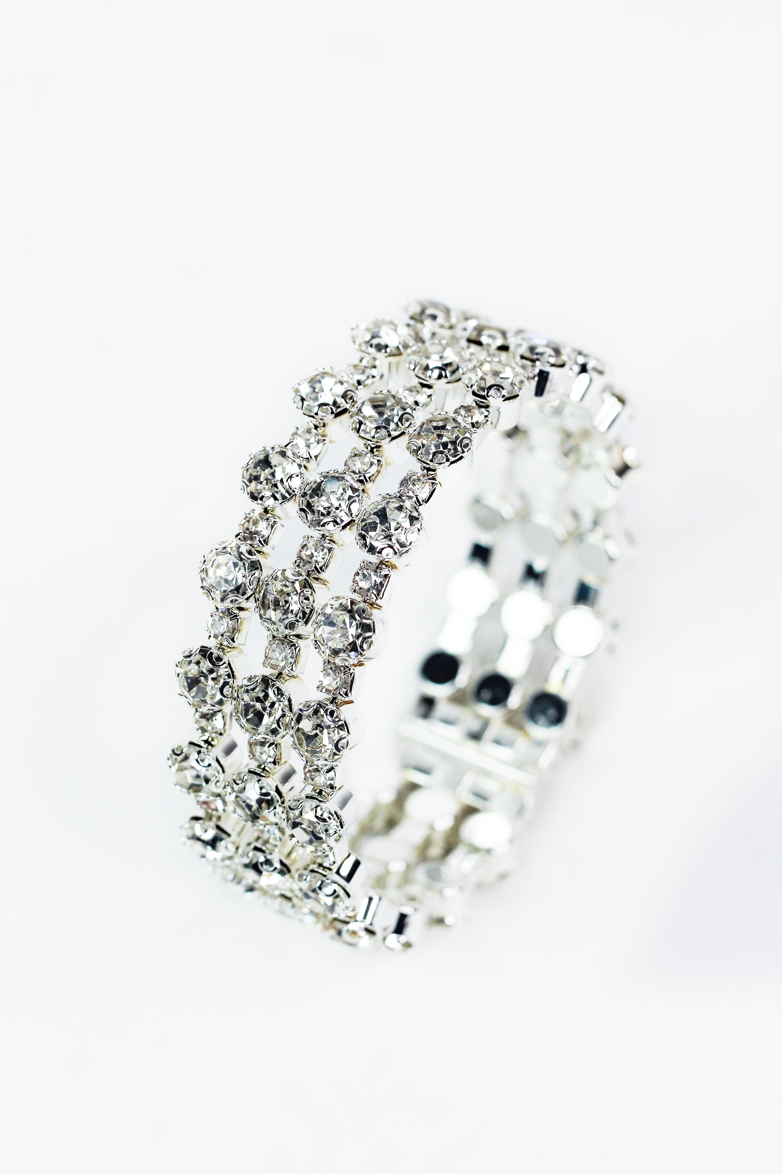 Three Row Two Different Size Stone Alternate Cuff