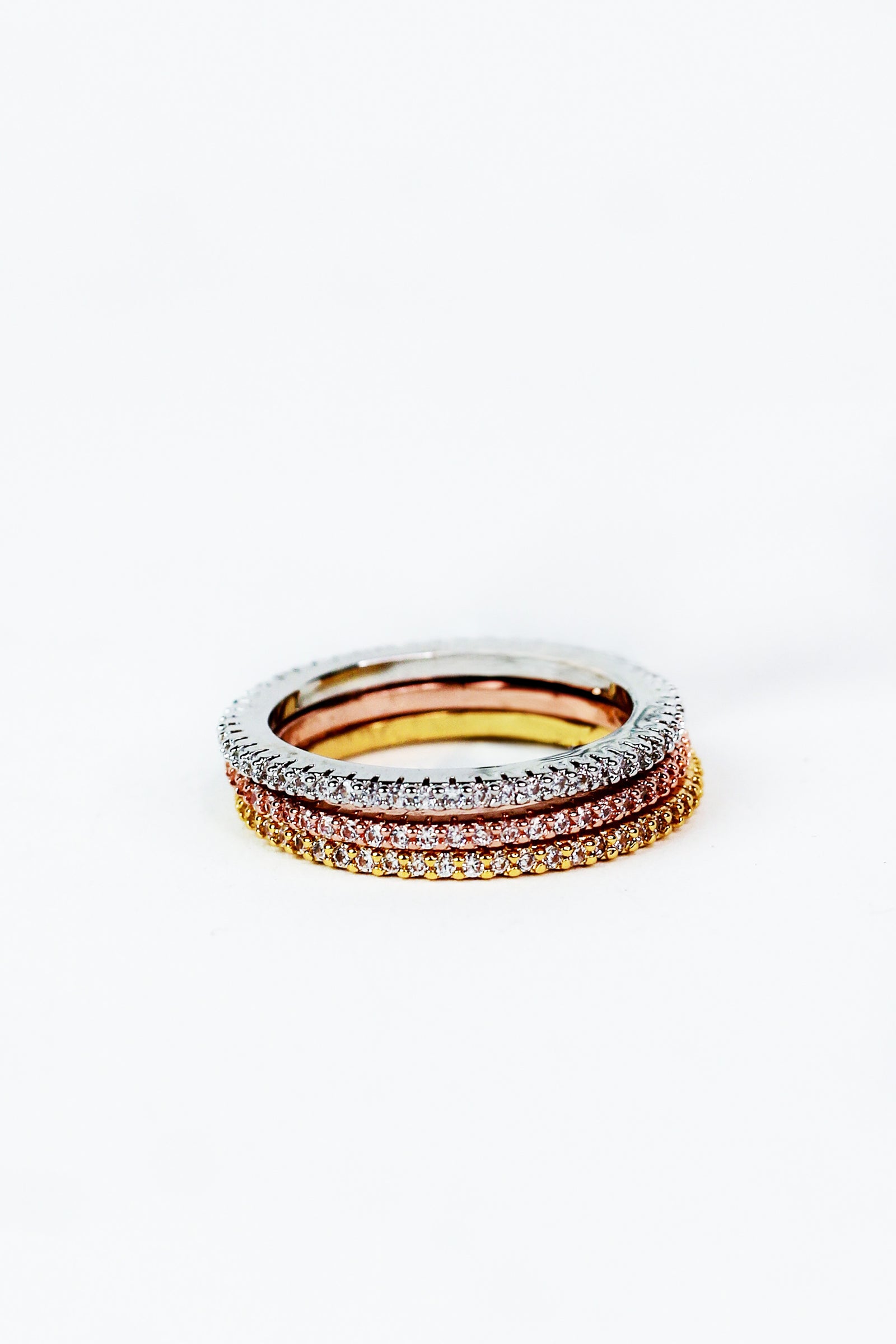 Tri-Tone 3 Thin Pave Band Ring