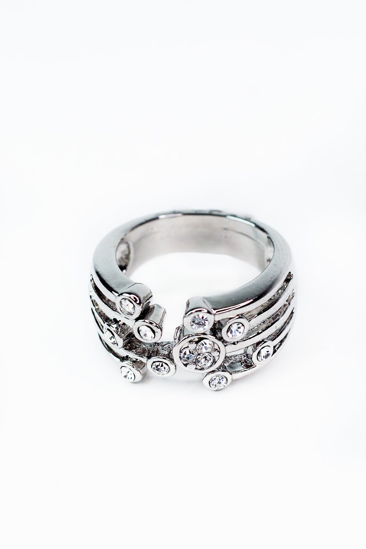 Small Stone End Bars Open Front Ring