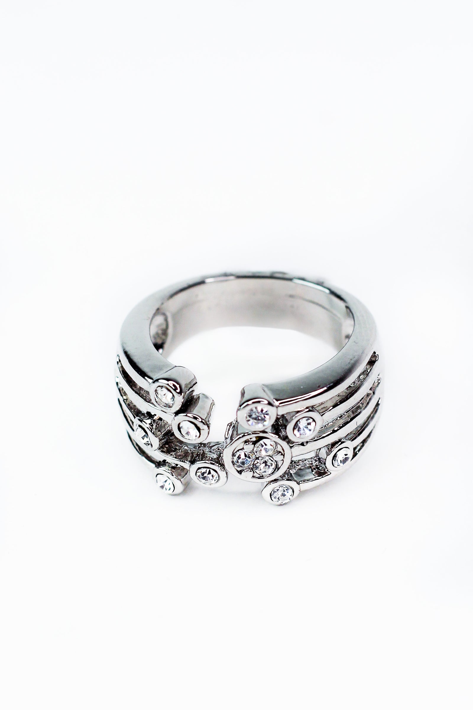 Small Stone End Bars Open Front Ring
