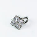 Rhinestone Thick Cross Two Band Ring