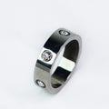 Thick Metal Band Spaced Stones Ring