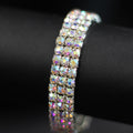 Three Rhinestone Row Stretch Bracelet