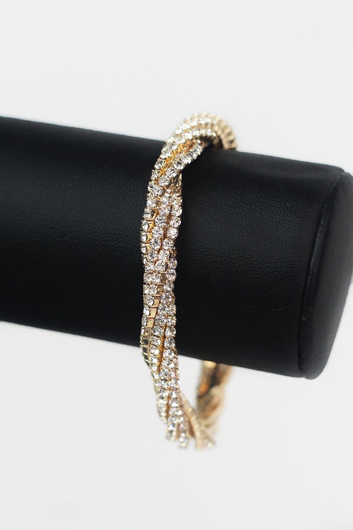 Multi Row Rhinestone Twist Stretch Bracelet
