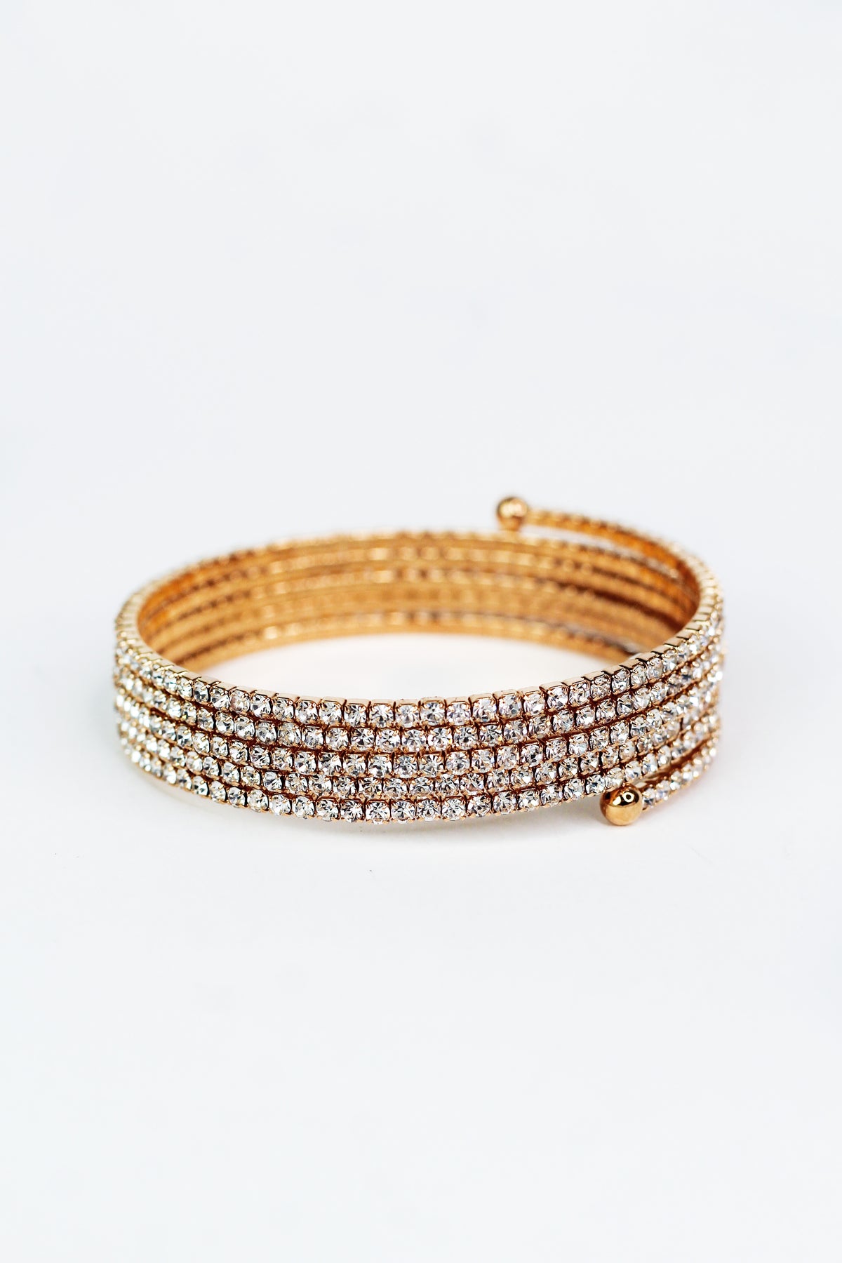 Thin Rhinestone 5 Row Coil Bracelet - Glitz & Ears Boutique