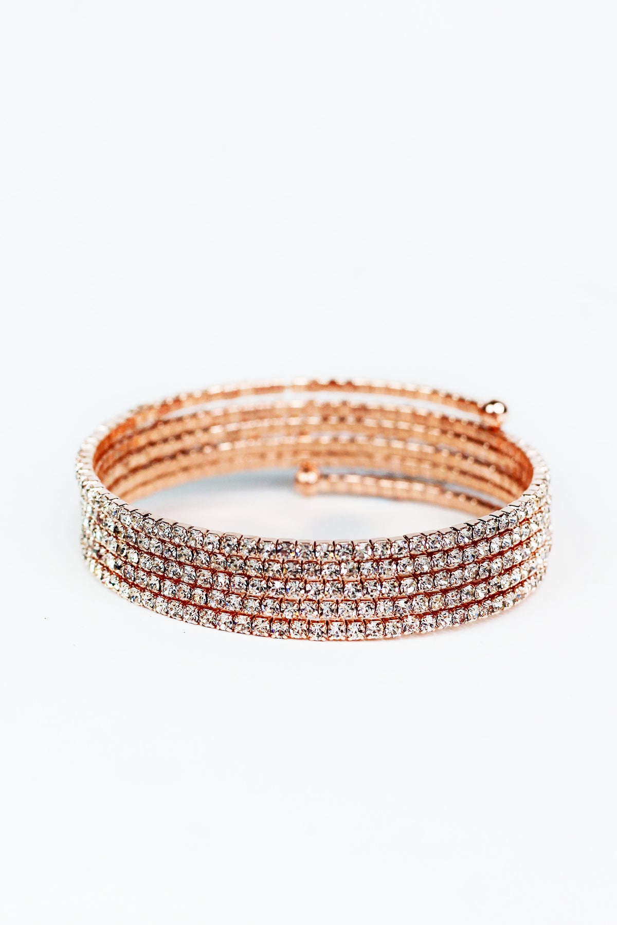 Thin Rhinestone 5 Row Coil Bracelet - Glitz &amp; Ears Boutique