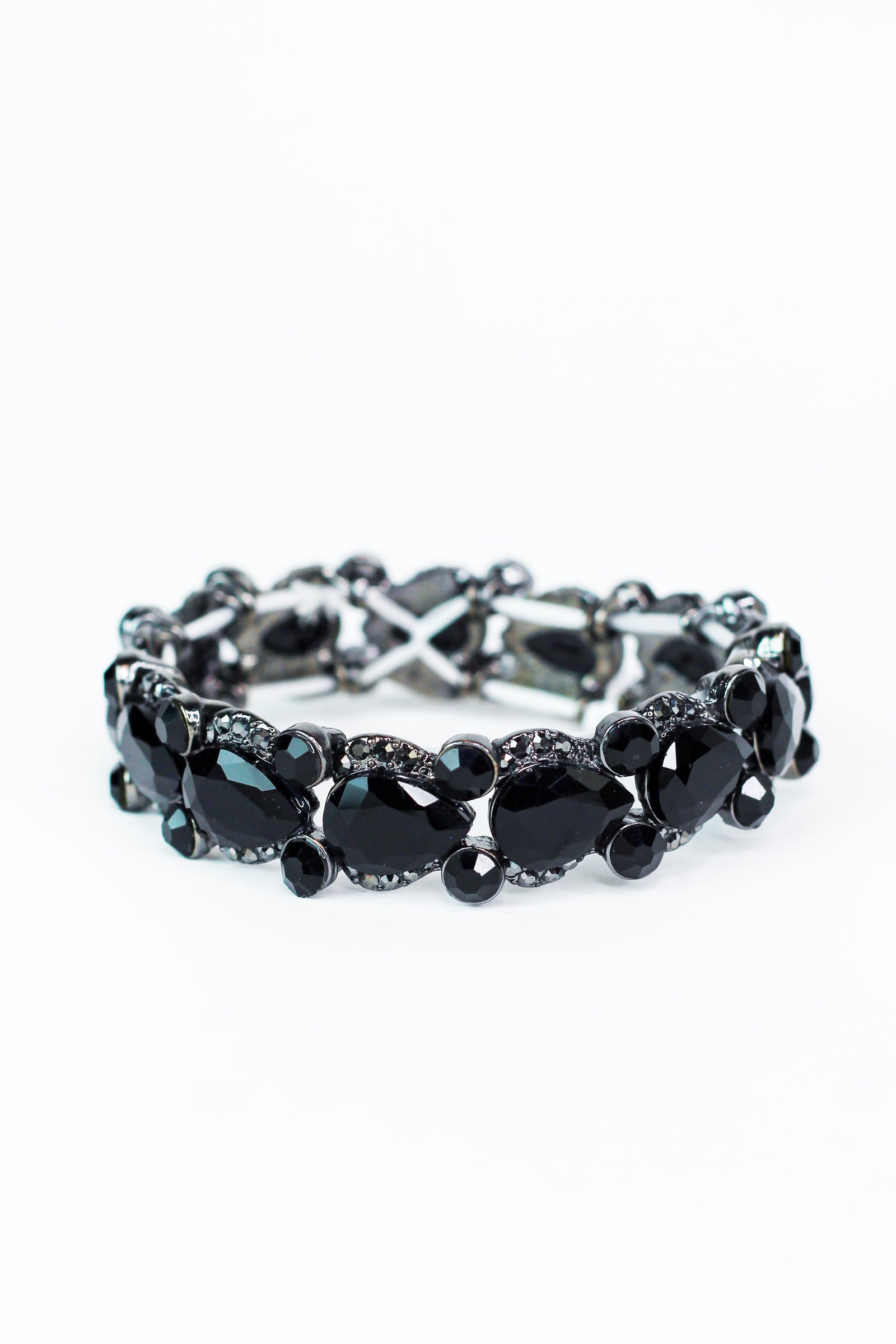 Sideway Teardrop Spaced Two Stones Bracelet