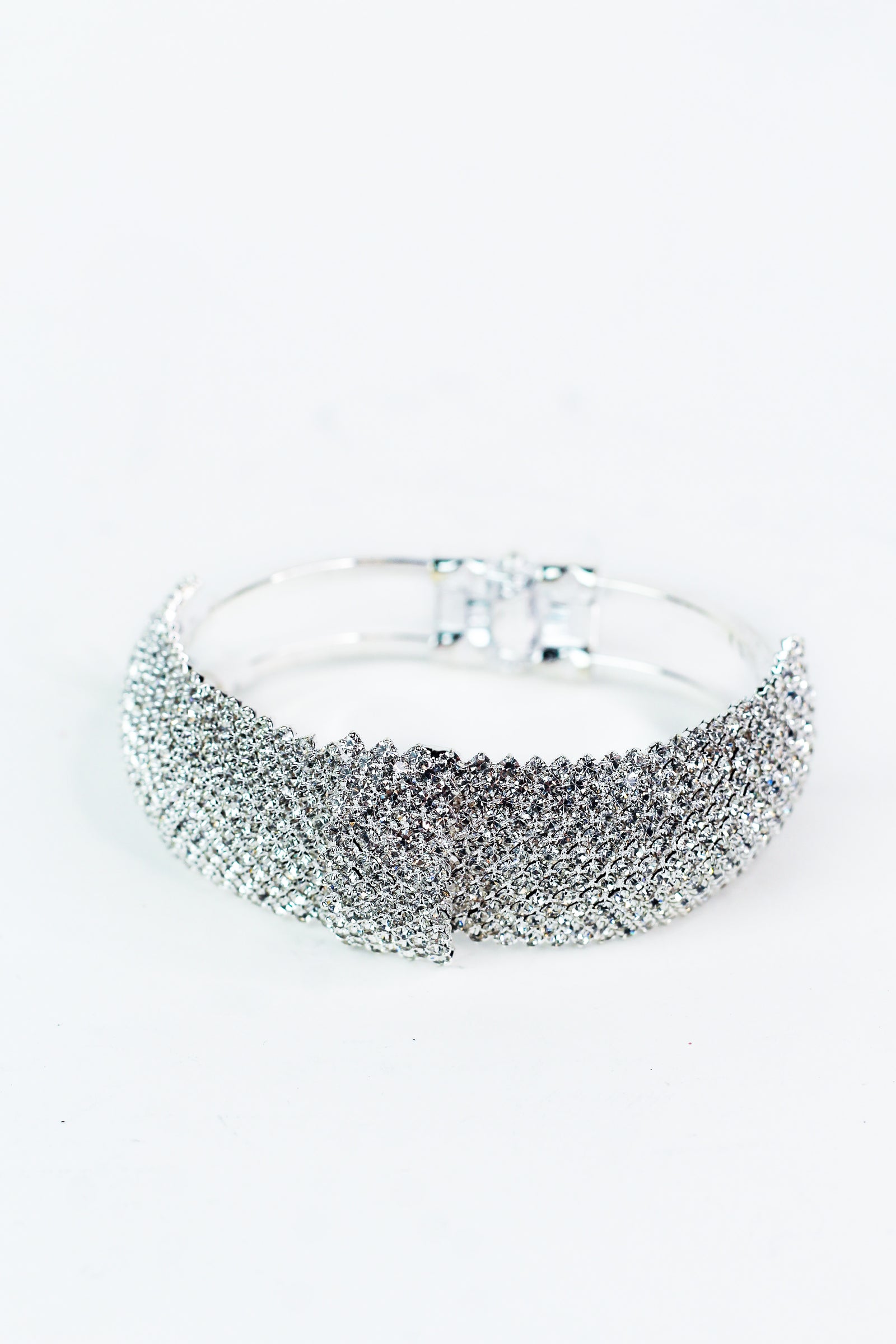 Thick Rhinestone Arch Strip Center Bracelet