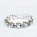 Sideway Heart Stones Rhinestone Trim Bracelet