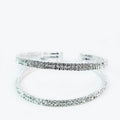 Two 2 Rhinestone Row Open Middle Cuff