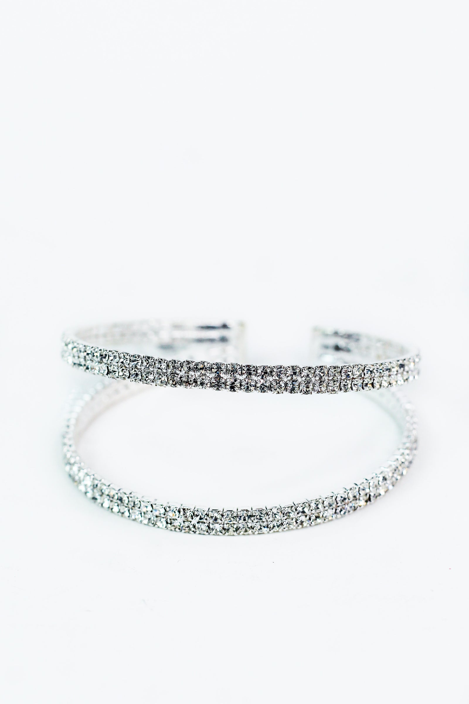 Two 2 Rhinestone Row Open Middle Cuff