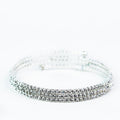 Three Thin Row Rhinestone Coil Bracelet