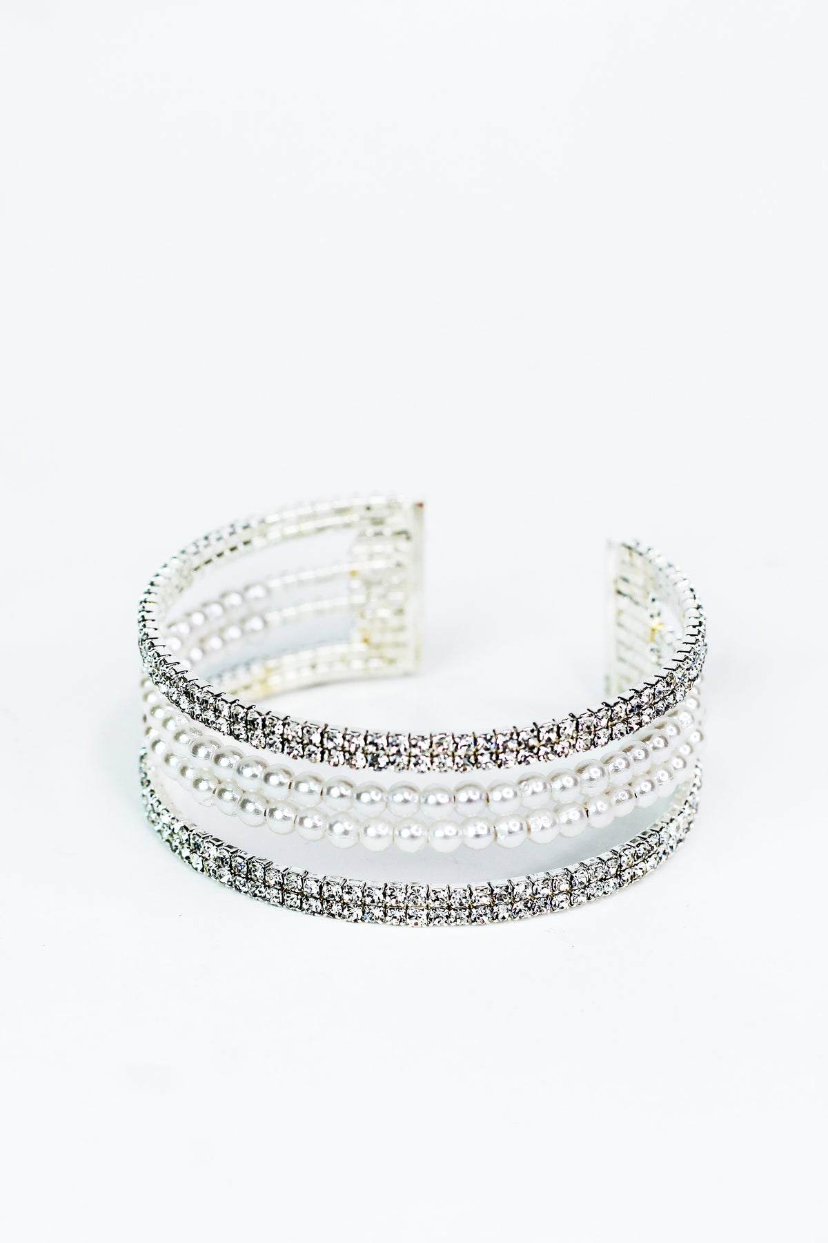 Six Spaced Row Two Pearl Row Middle Cuff - Glitz &amp; Ears Boutique