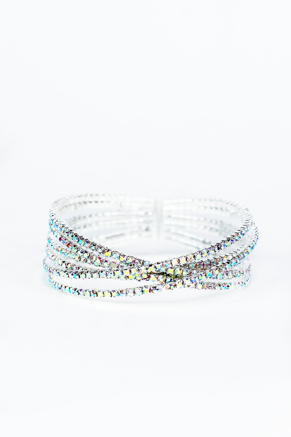 Three Rhinestone X Overlap Cuff
