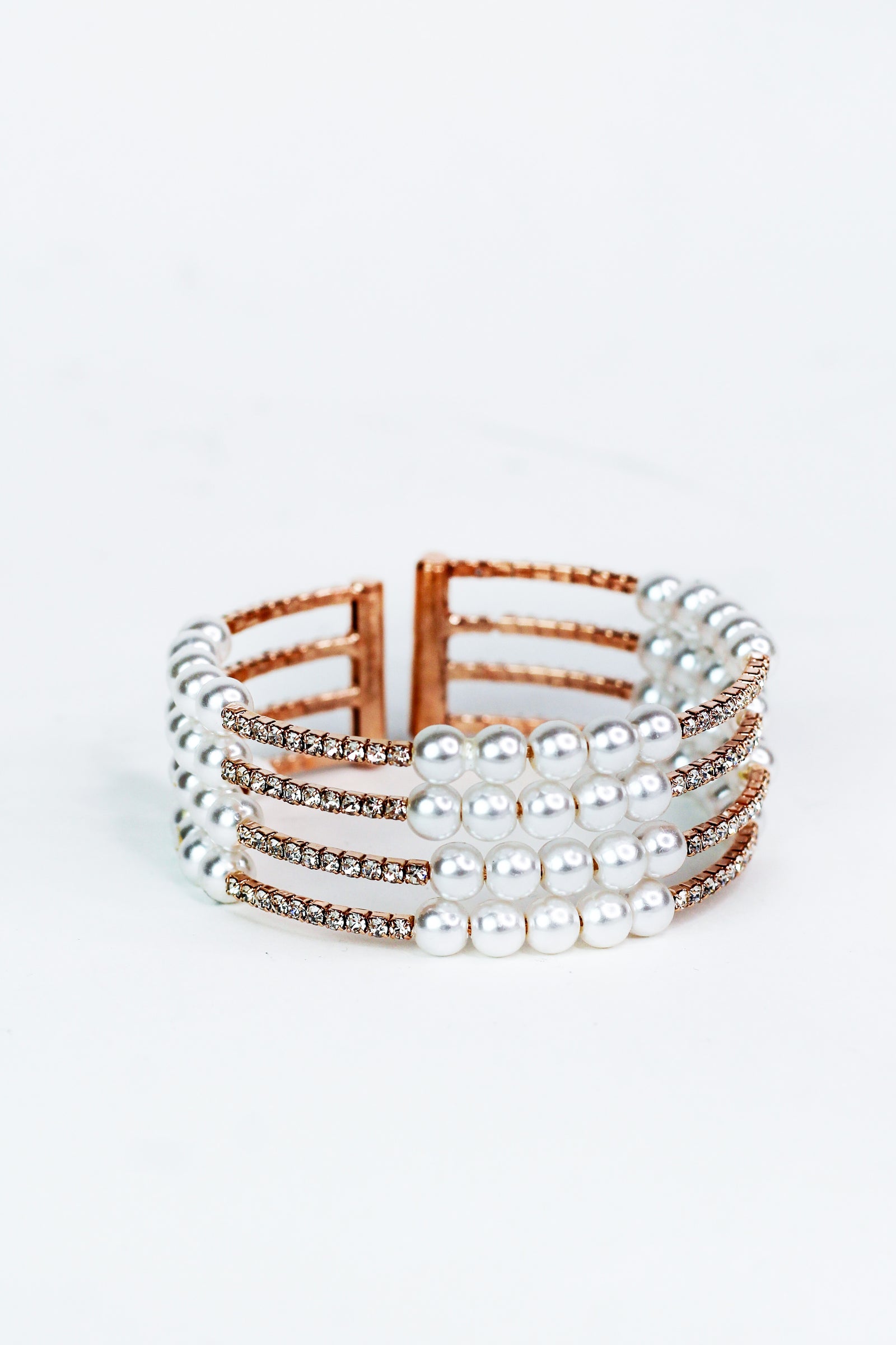 Four Spaced Rows Pearl Cluster Alternate Cuff - Glitz & Ears Boutique