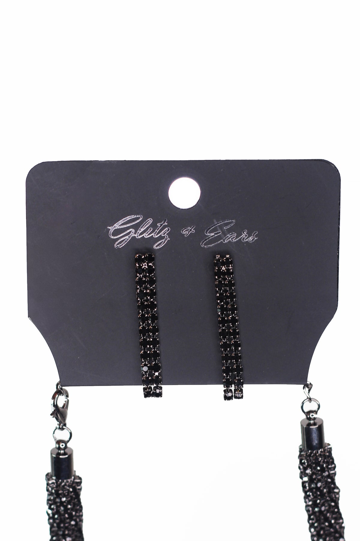 Thick All Rhinestone Slant Chain Necklace