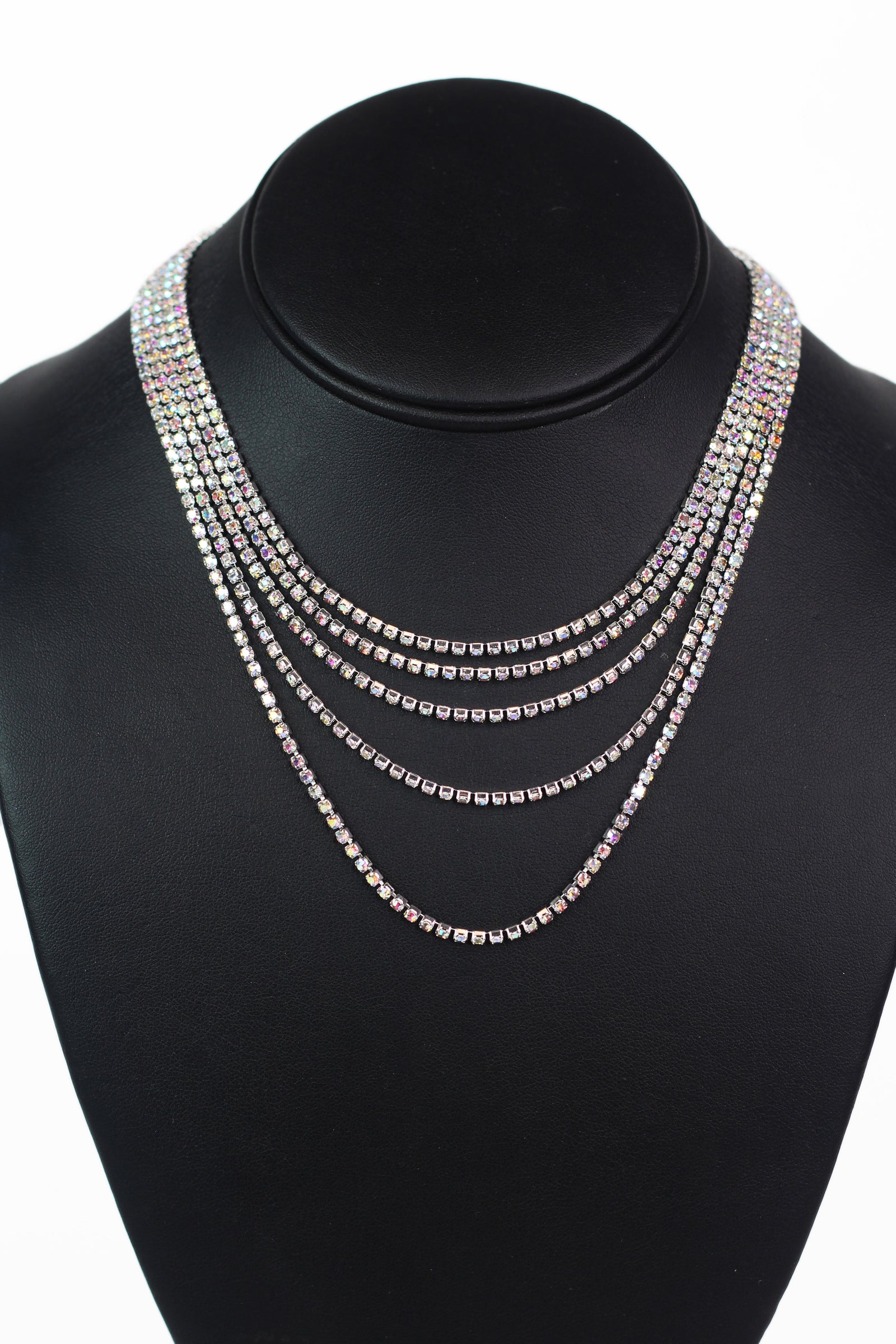 Short Multiple Rhinestone Strands Necklace