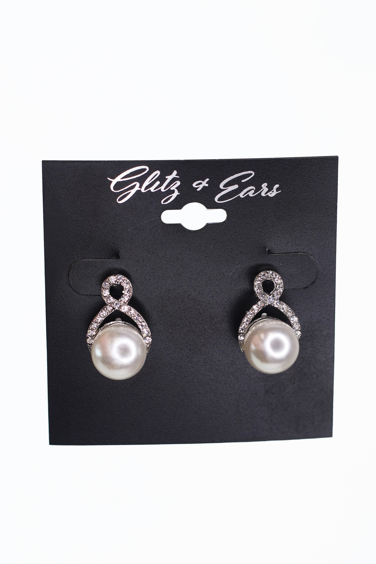 Rhinestone Loop Top Pearl Bottom Earring
