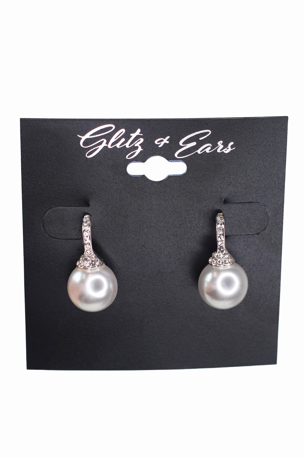 Rhinestone Bar &amp; Pearl Small Earring