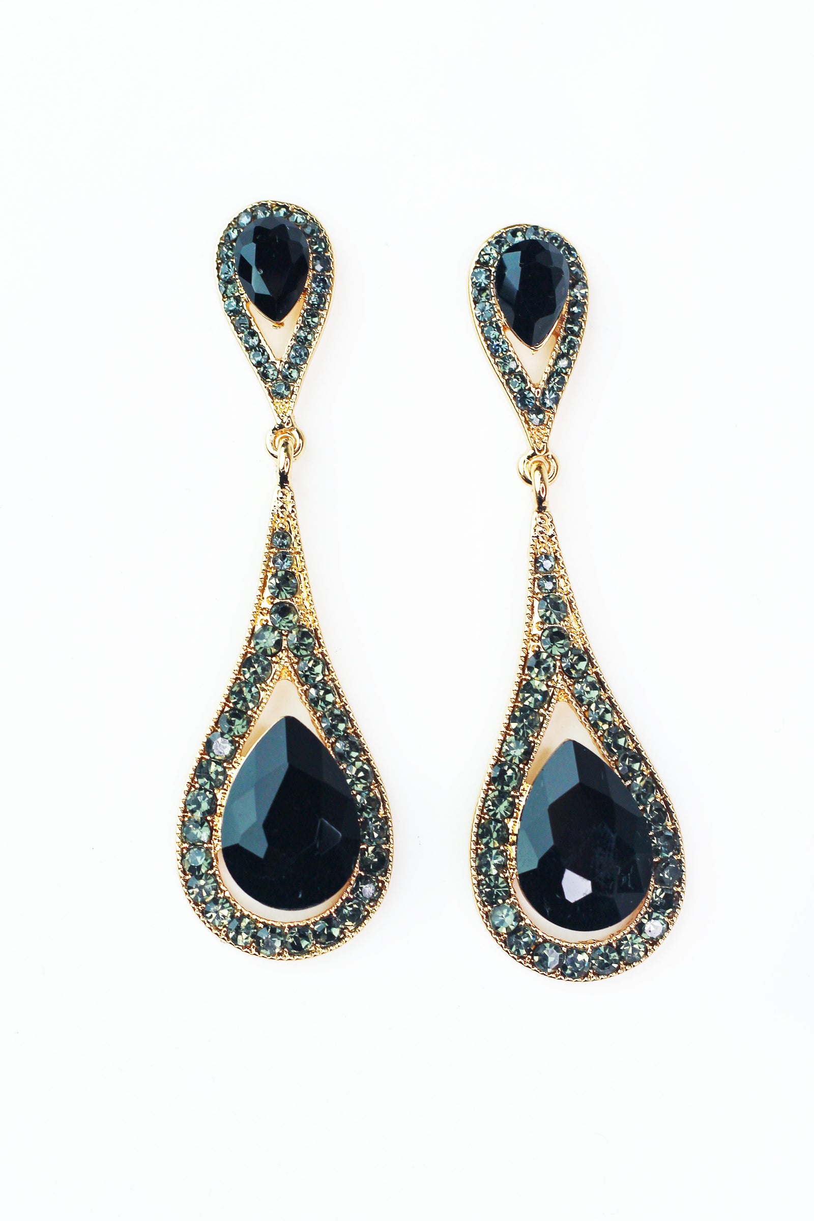 Two Part Teardrop Post & Dangle Rhinestone Earring