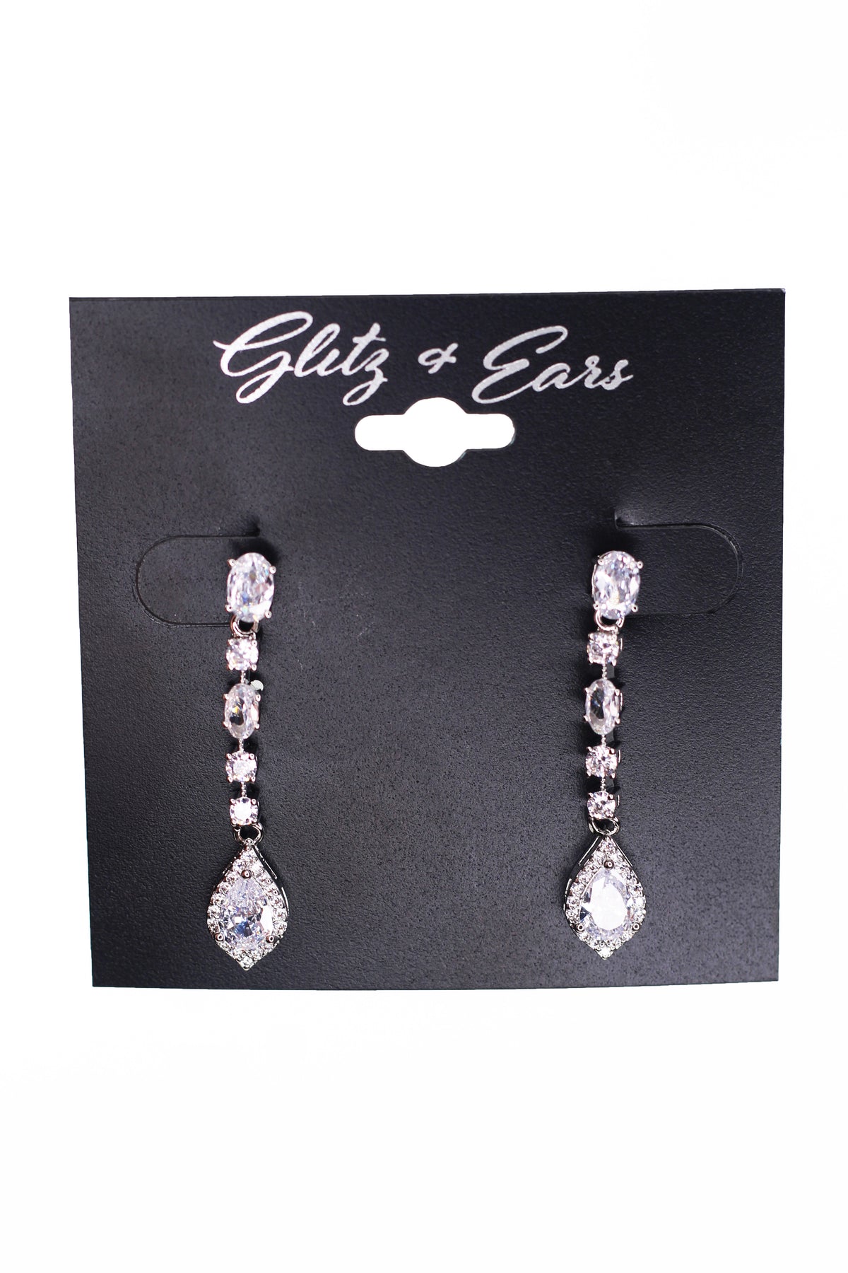 XS Oval &amp; Stone Strand Teardrop Dangle Earring