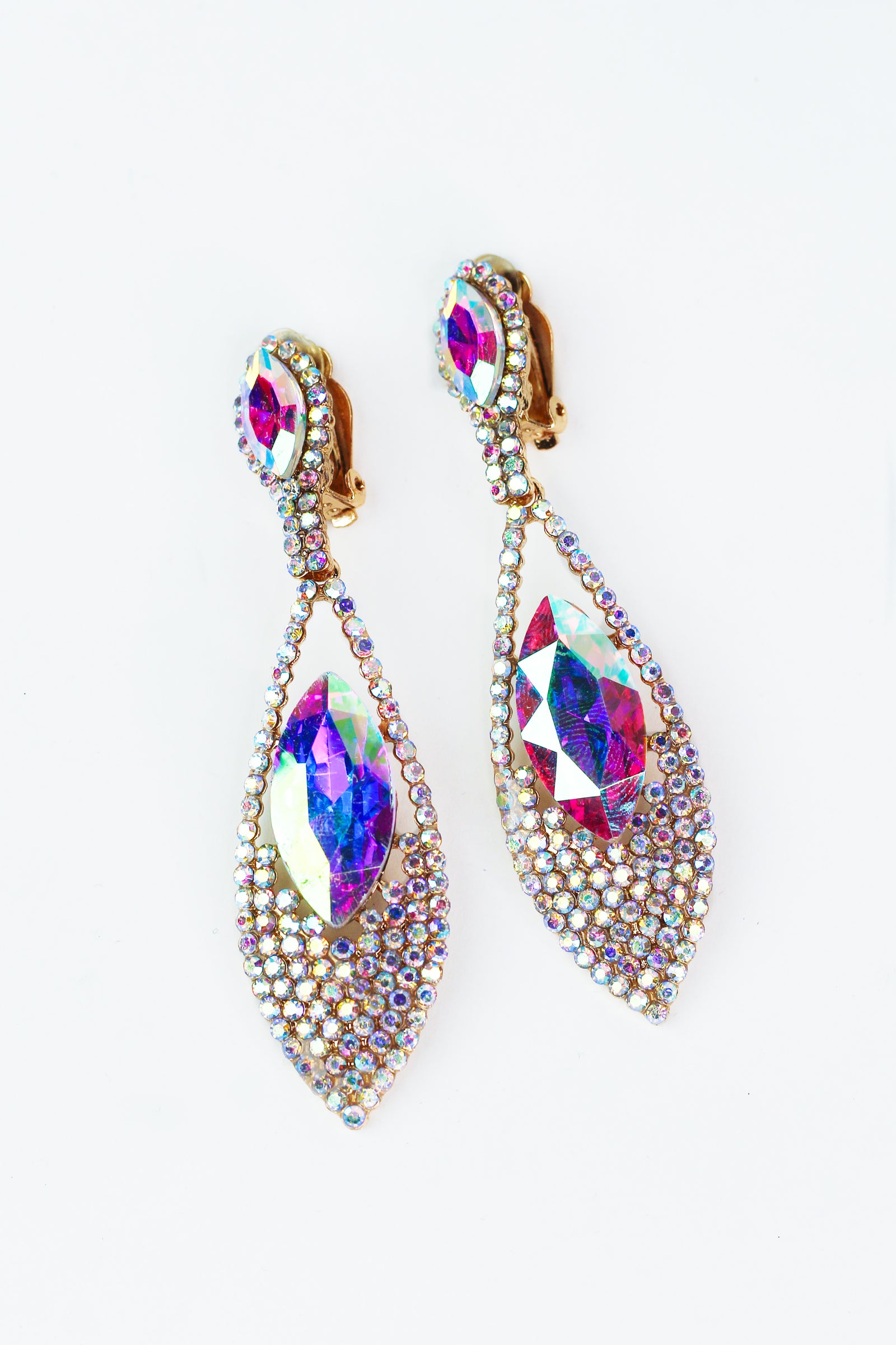 XL Rhinestone Point Almond CLIP Earring
