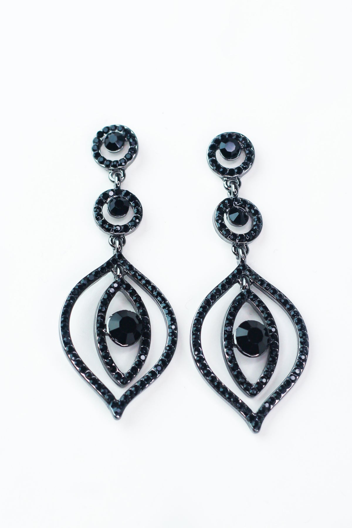 Two Open Circle Two Open Shape Stone Middle Earring