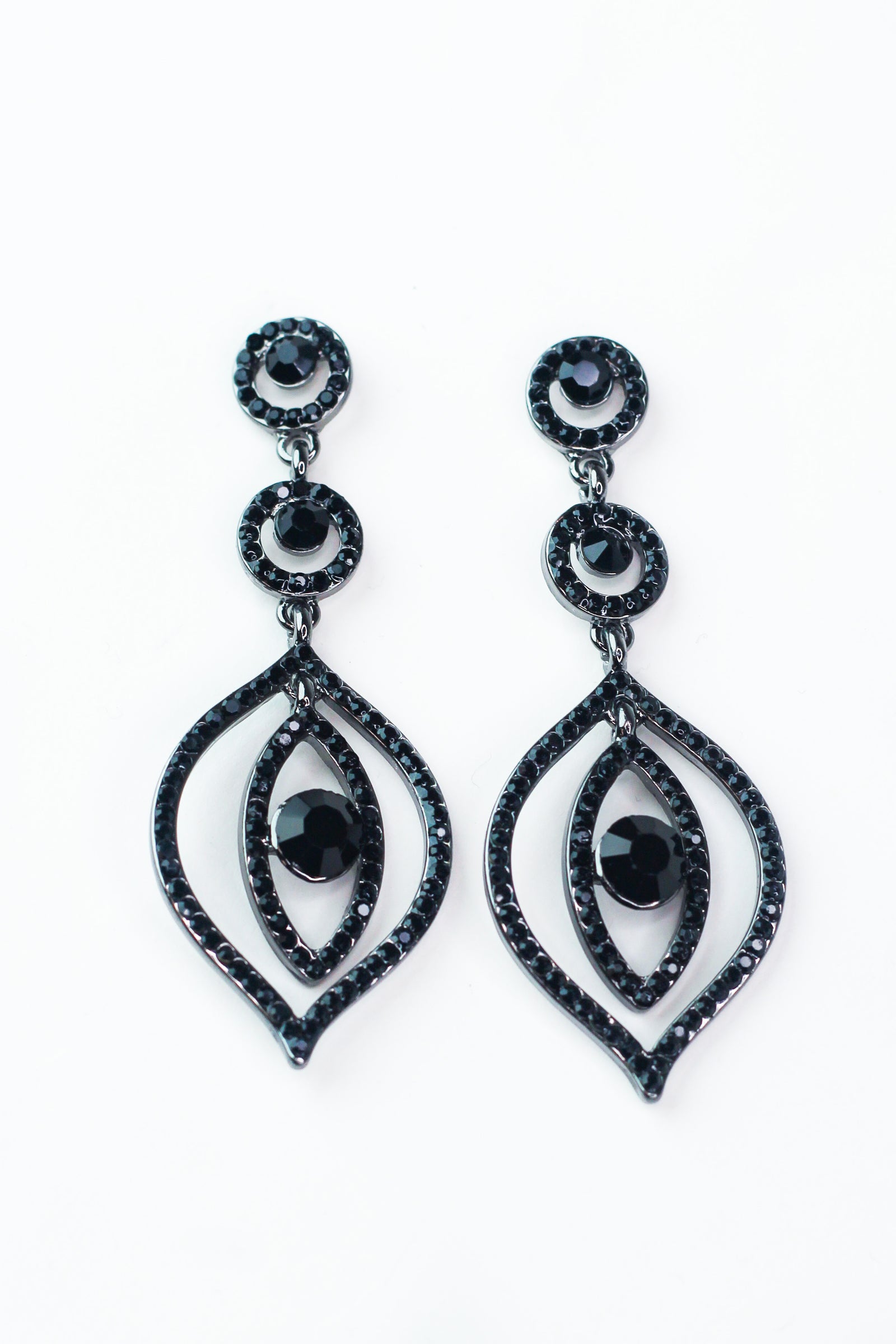 Two Open Circle Two Open Shape Stone Middle Earring