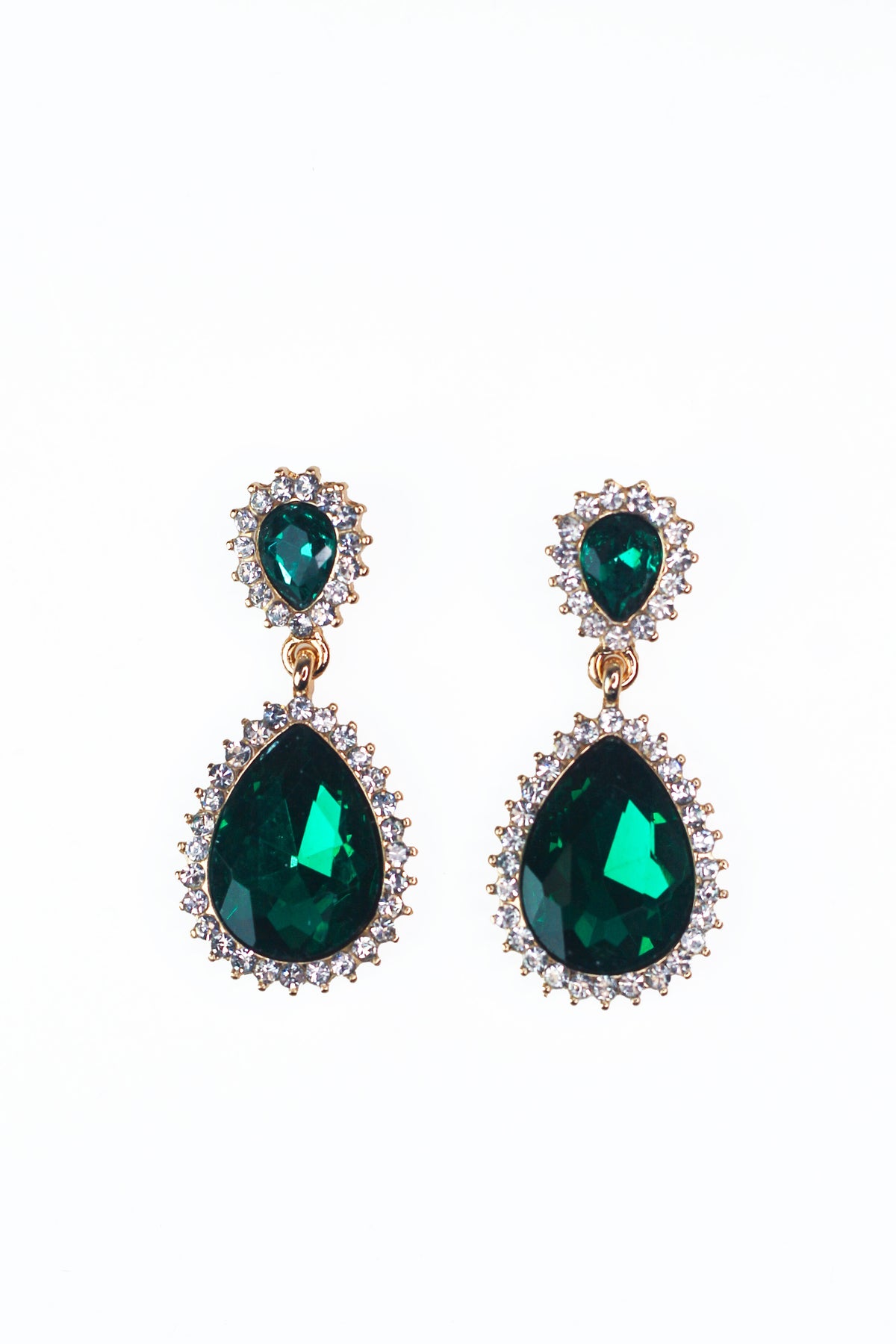 Stone Trim Teardrop Stone Post & Dangle Earring