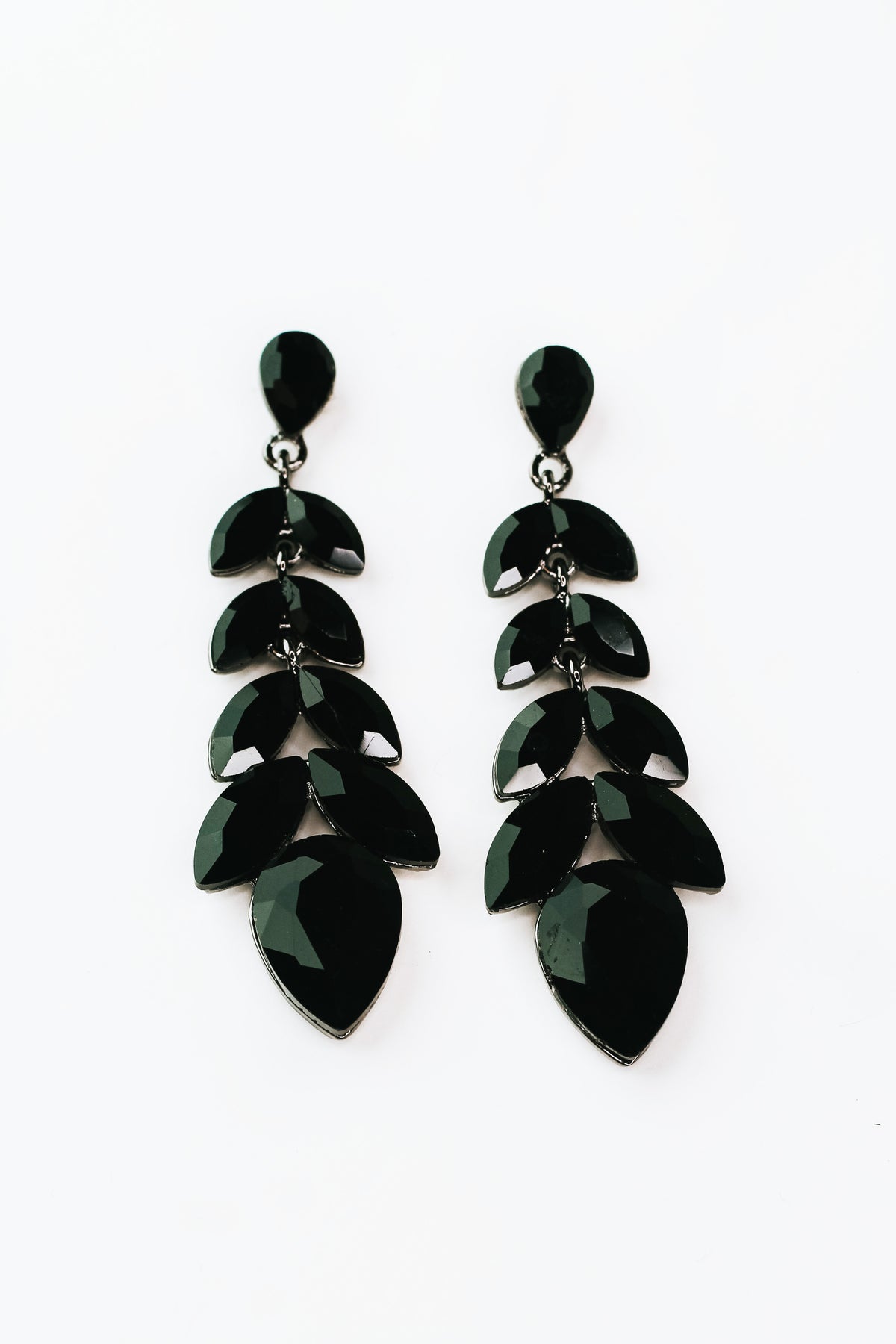 Two Row Almond Upside Down Teardrop Earring