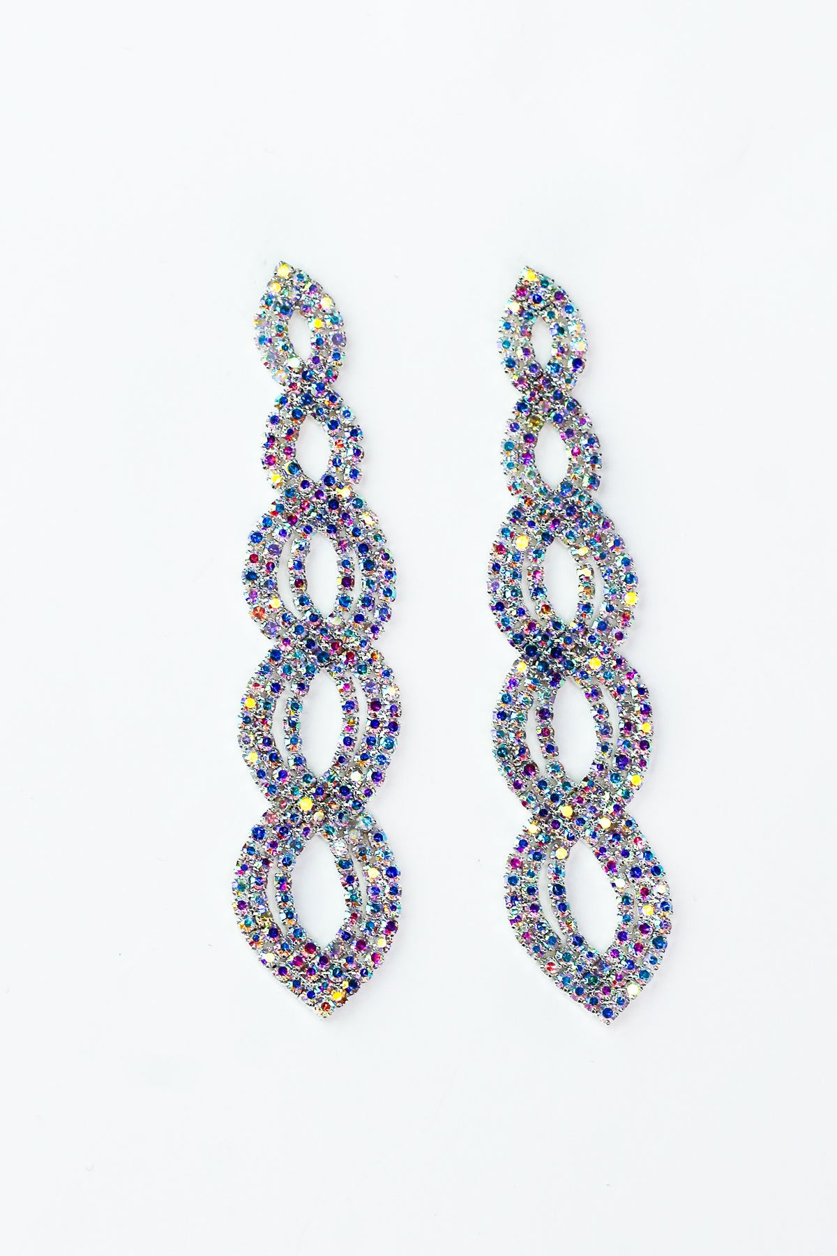Three Row Open Almonds Long Earring