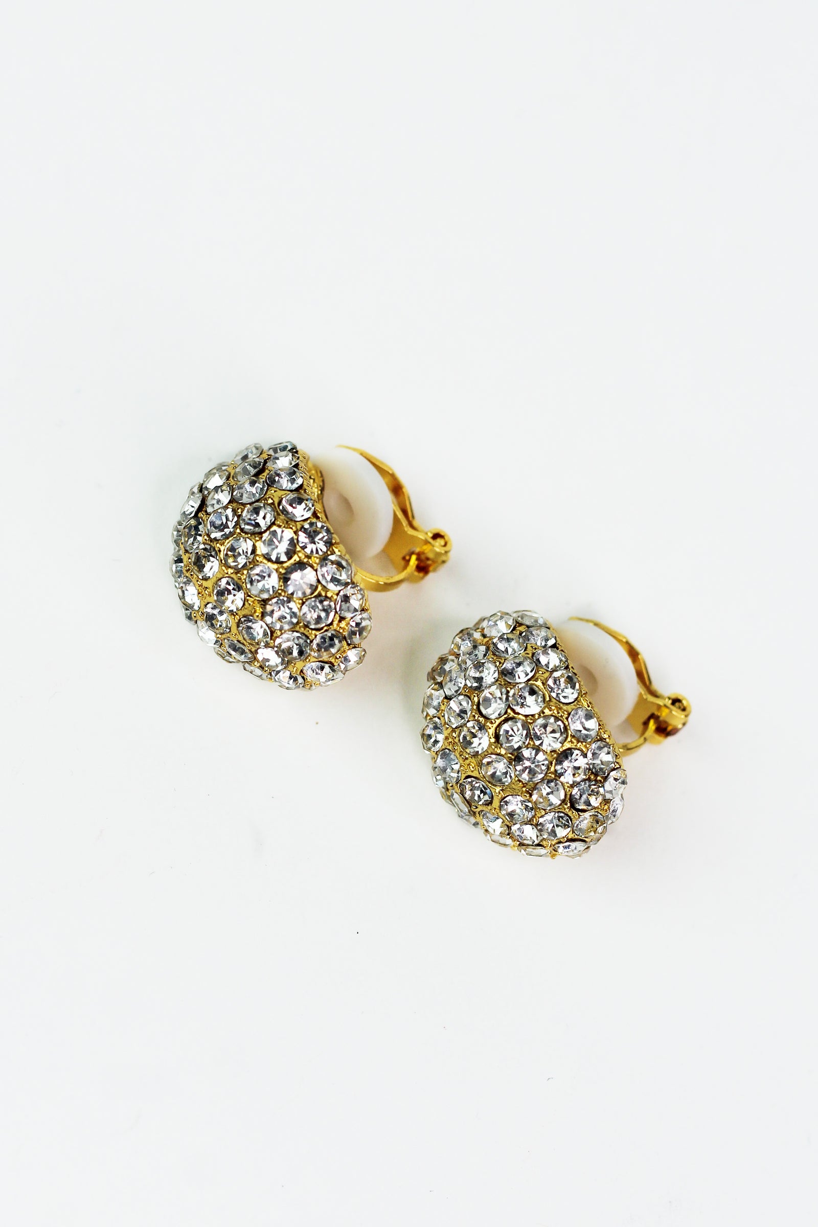 Long Raised Rhinestone Ball CLIP Earring