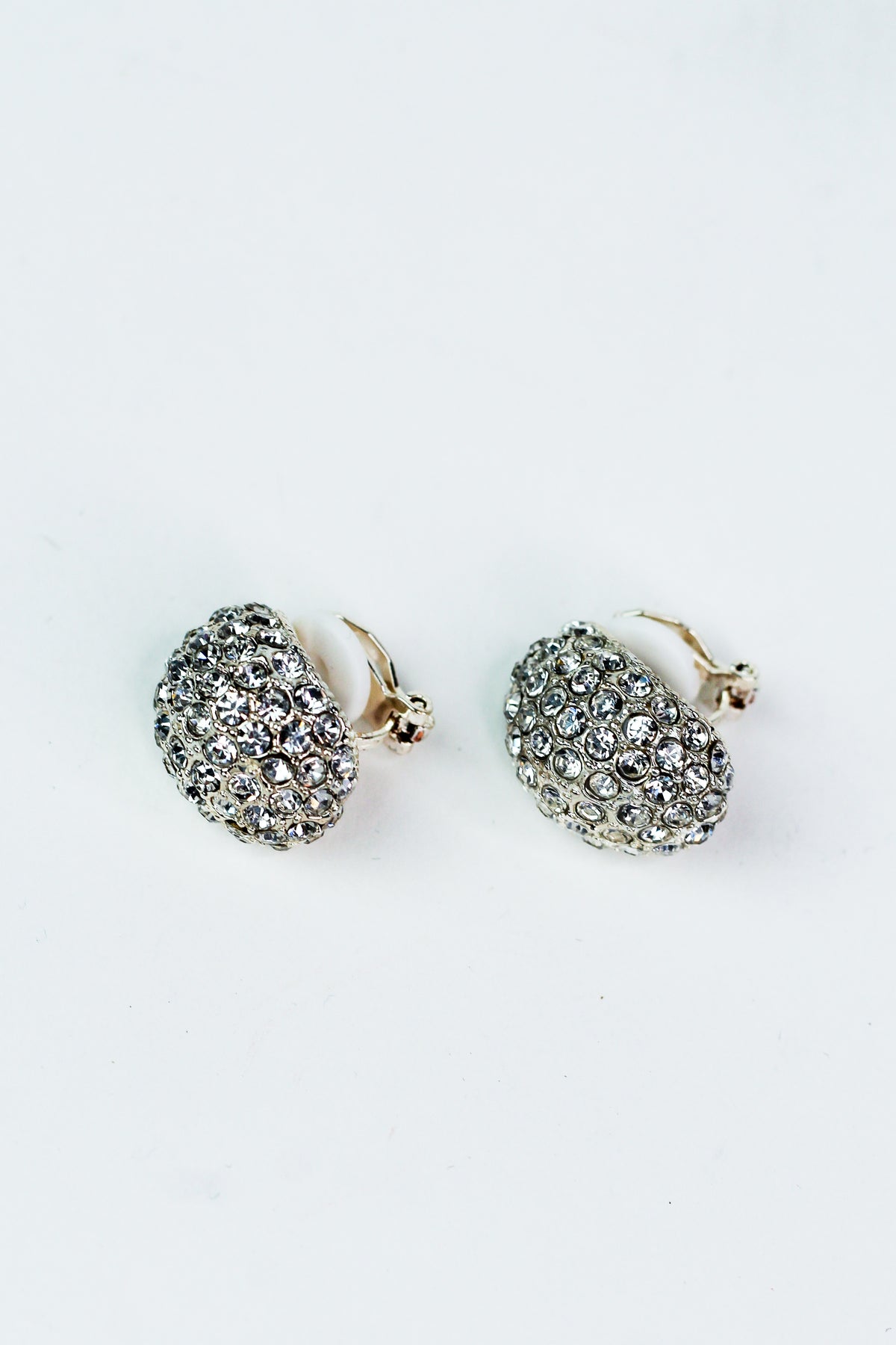 Long Raised Rhinestone Ball CLIP Earring