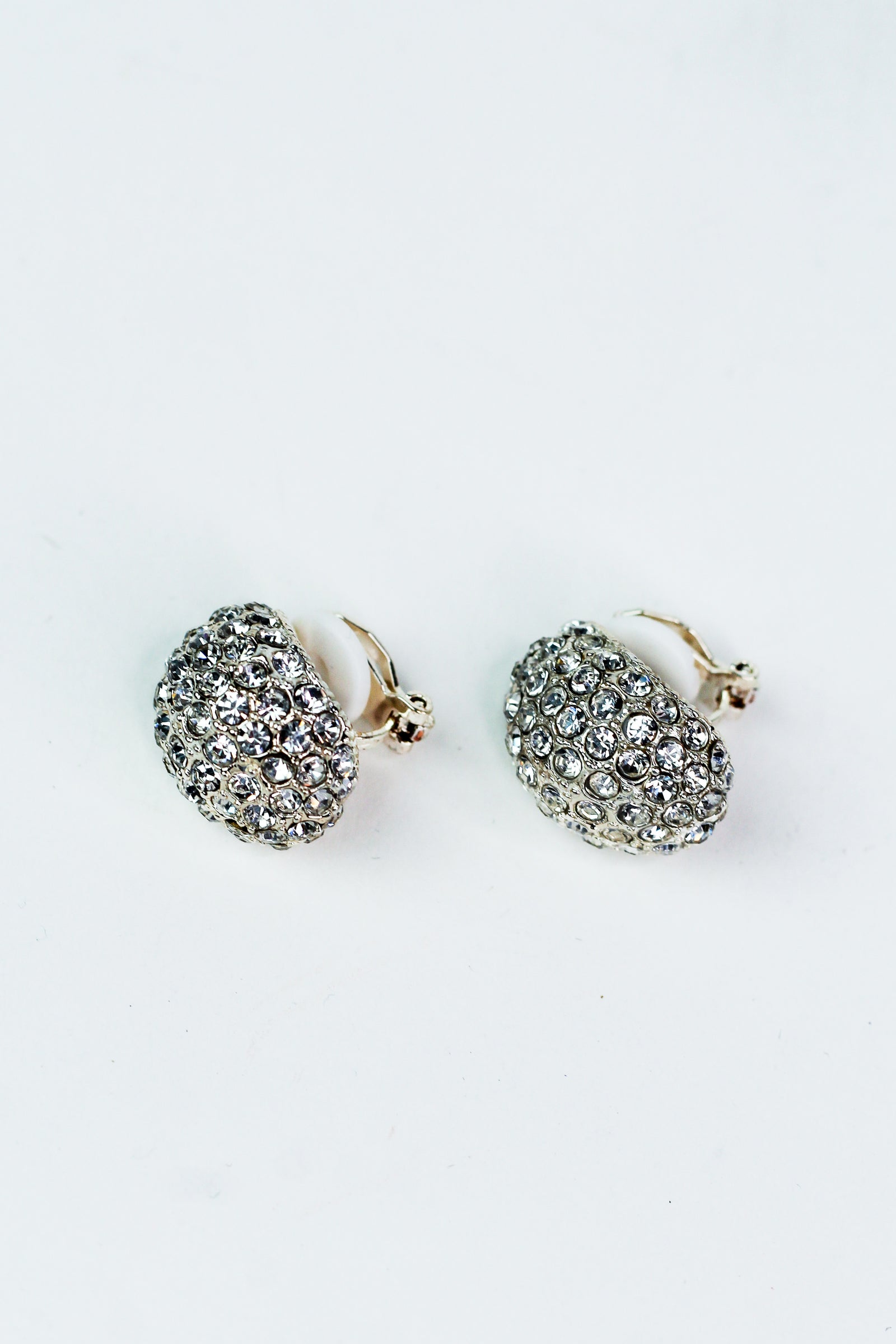 Long Raised Rhinestone Ball CLIP Earring