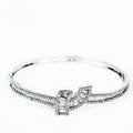 Small Baguette Overlap Middle Pave Trim Bangle