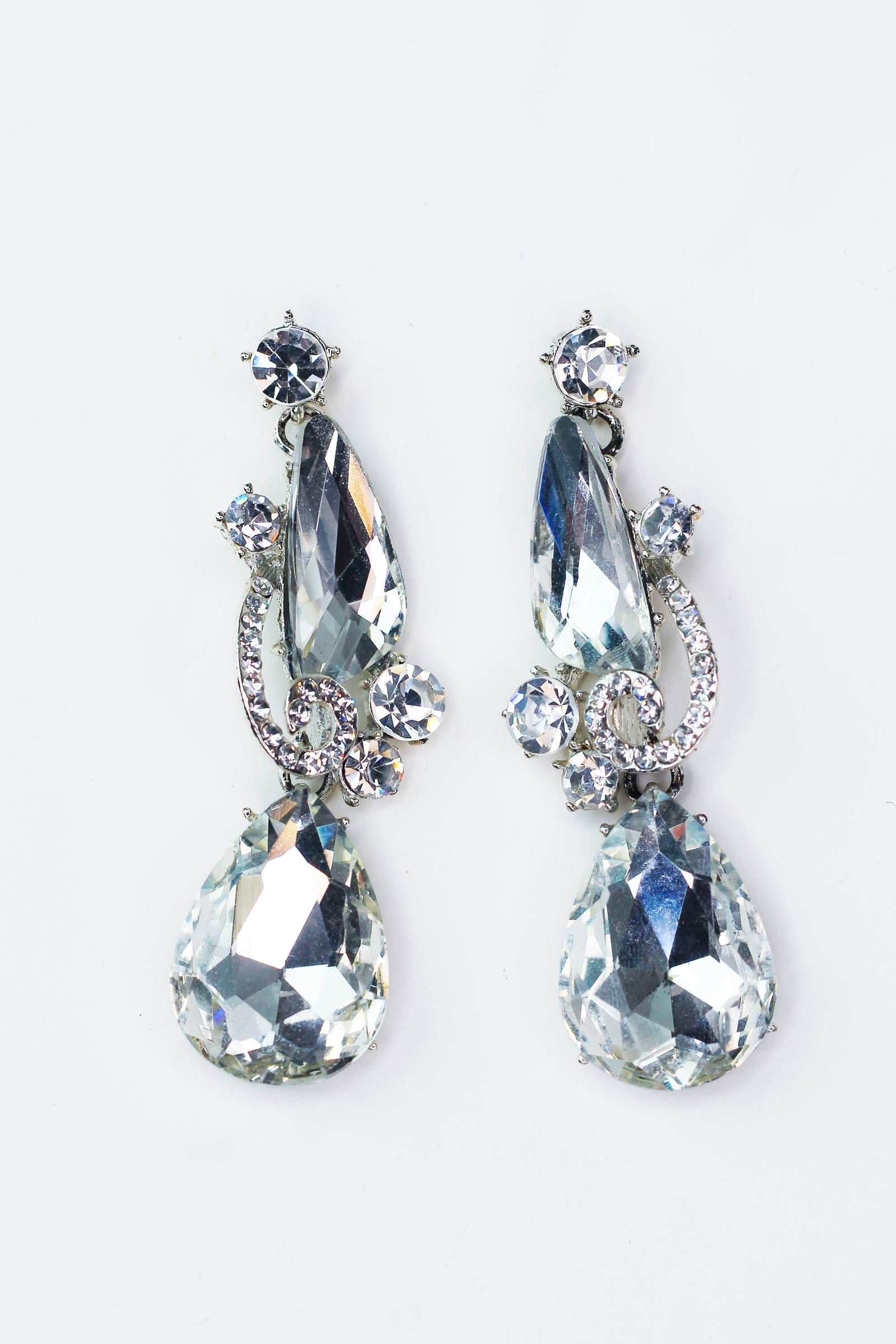 Teardrop Rhinestone Swirl Earrings