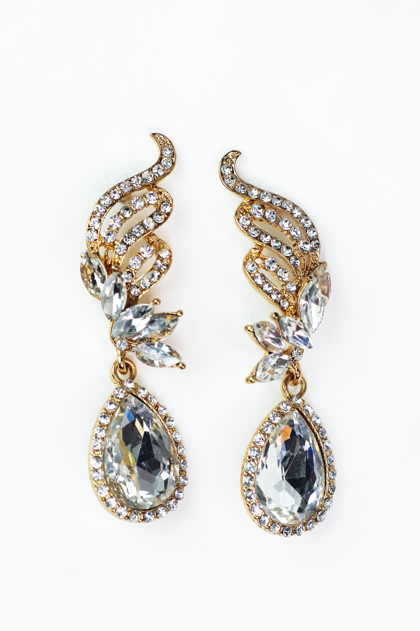Pave Flame Marquis & Teardrop Earrings