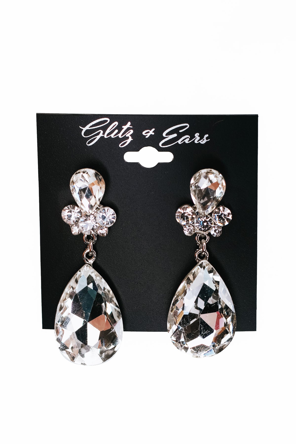 2 Teardrops &amp; Round Cluster Dangling Earrings